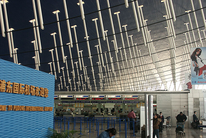 Der internationale Flughafen in Shanghai Pudong